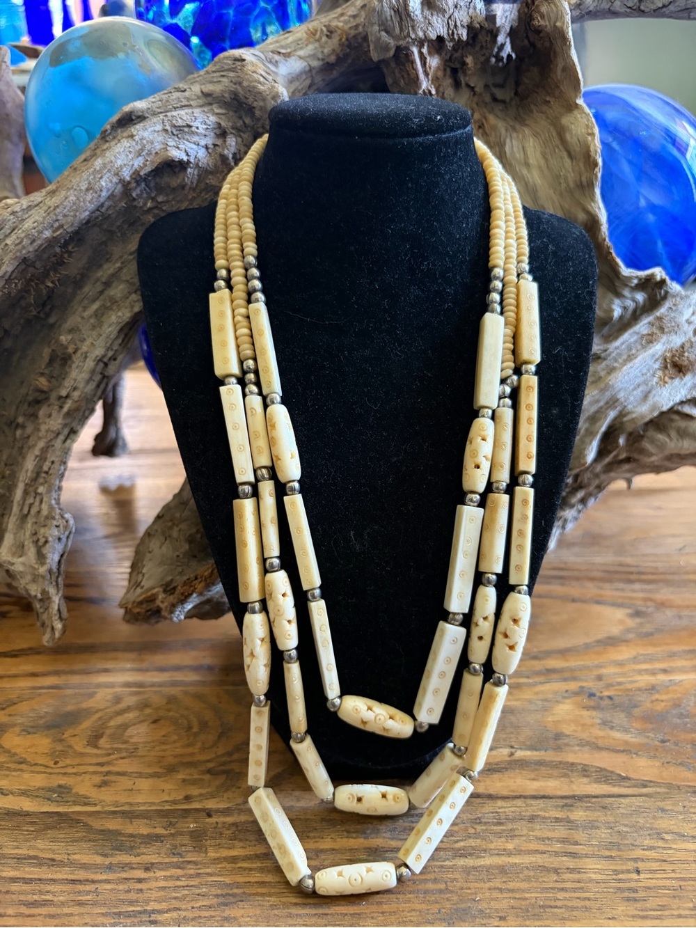 Vintage Multi-Strand Cream Bone Women’s Necklace